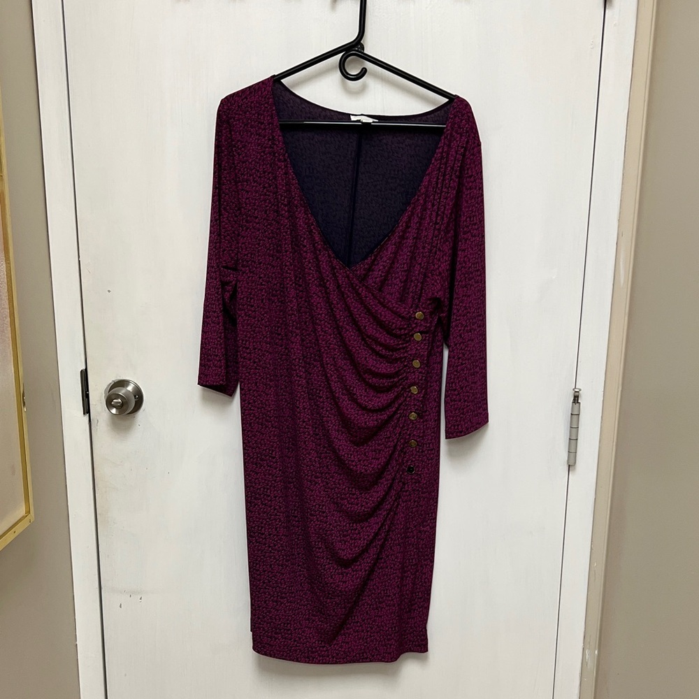 Elegant Purple Draped Women's Dress